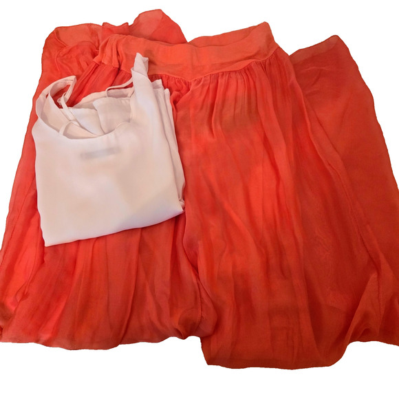 NWT LOLA Made In Italy Viscose Silk Blend Shiffon Flowy Palazoo Pants Small - Picture 6 of 13